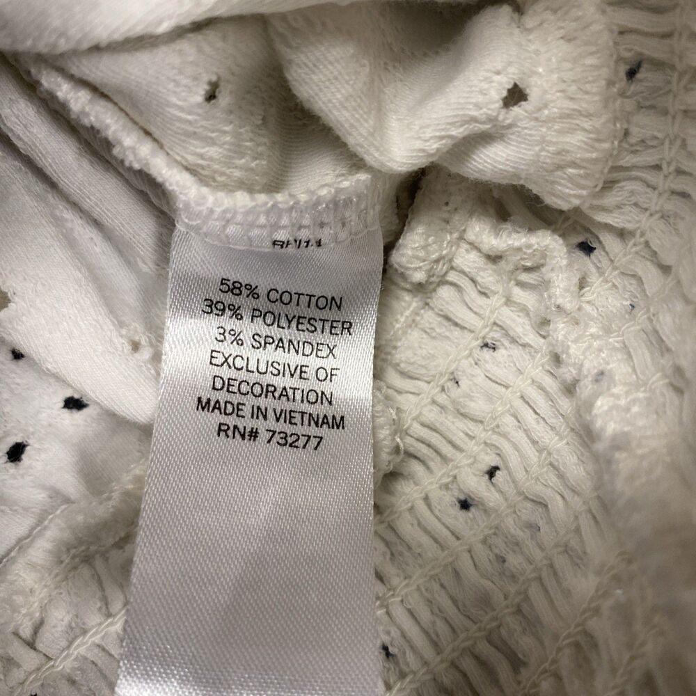 So Brand Women’s Crop Top Size L White Ruffle Elastic Short Sleeve Stretch Boho - Picture 8 of 11